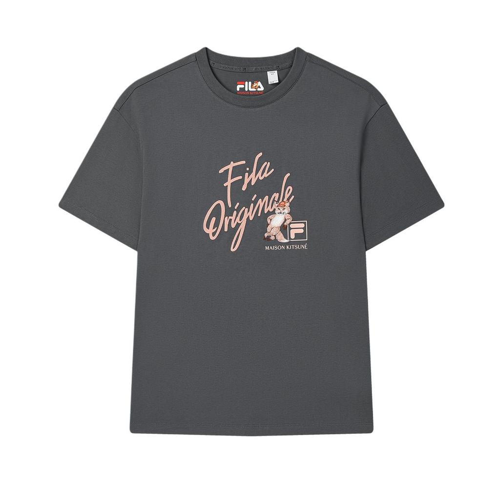New FILA X MAISON KITSUNE ORIGINALE T Shirt Women's Silent Phantom Gray F11W529122F-DY