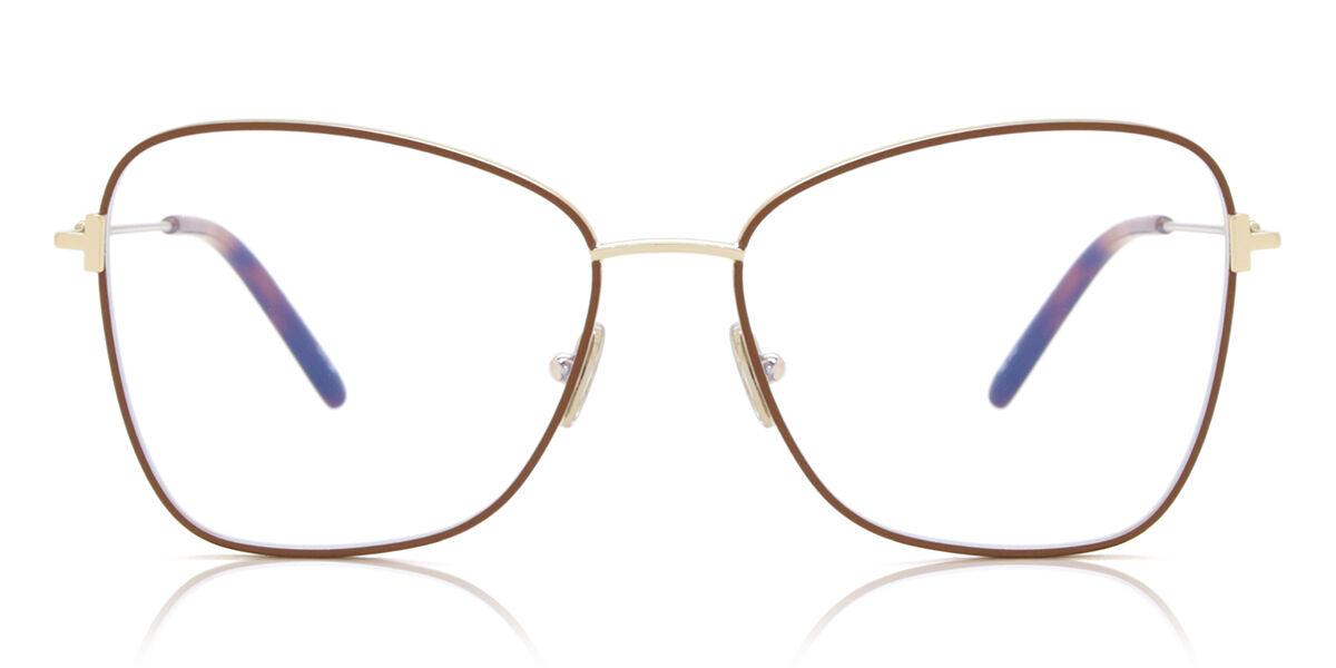 

Tom Ford Ft5906 B Blue Light Block 046 Women Eyeglasses Brown On Gold/55