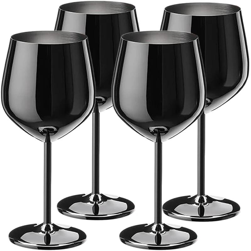 4Pcs Stainless steel wine glasses unbreakable metal cocktail glasses 220ml for drinking cocktails and wine in the at bar Cup