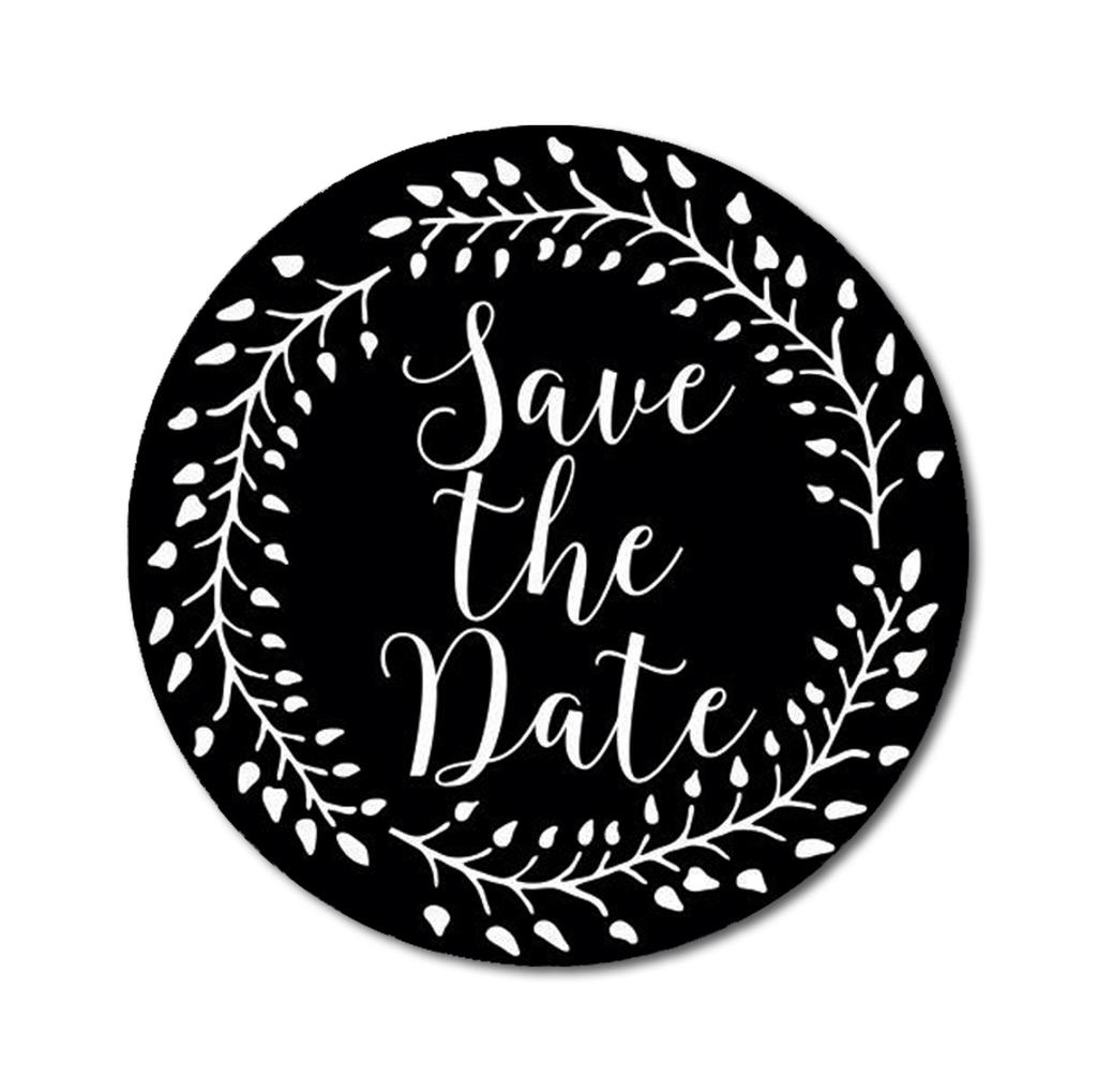 Darling Souvenir Black Round 1.6 Inches Vines Border Save The Date Stickers Non Customized Gift-45