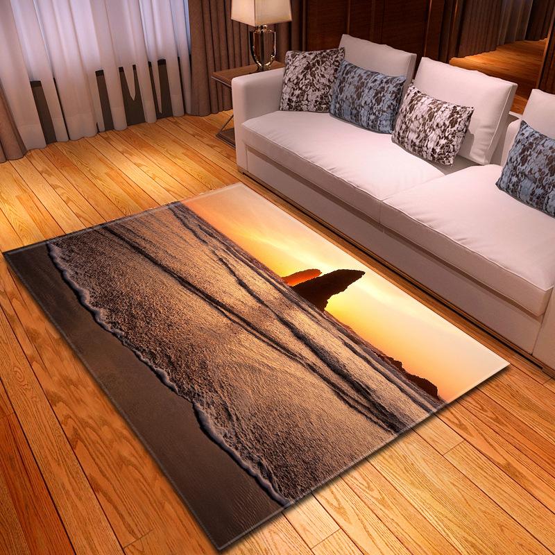 Beach Concept Landscape Living Room Carpet Bedroom Dining Room Floor Mat Pattern Size