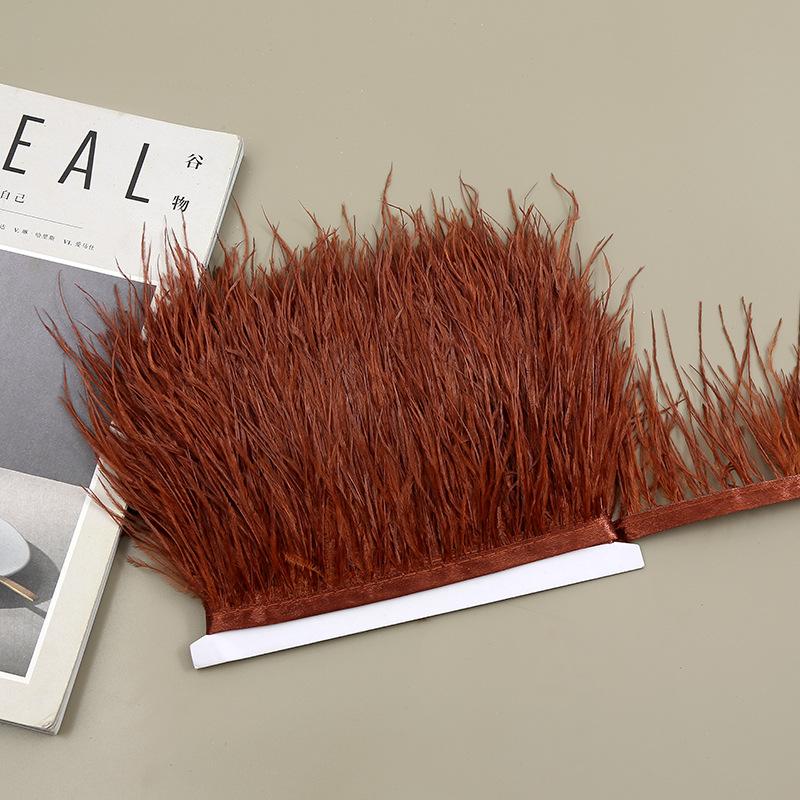 Color 8-10 Cm Ostrich Hair Cloth Edge Clothing Cuffs Hem Ostrich Feather Strips Cloth With Accessories Lace