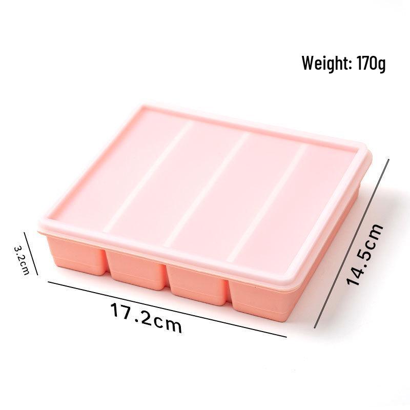 Thickened Silicone Ice Cube Tray with Lid - Easy Demold, Food Grade, Ideal for Baby Food & Large Ice Cubes
