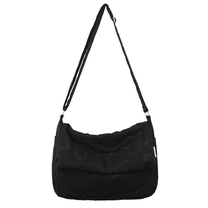 Wind cotton bag, lazy style literary and artistic large-capacity girl student mailman bag, solid color shoulder bag