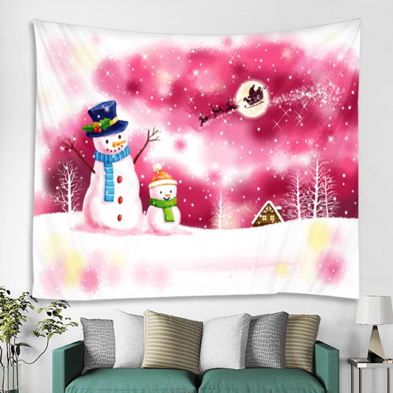 Winter Theme Snowman Christmas Tapestry Wall Blanket Wall Hanging for Home Bedroom Living Room Party Decoration New Years Gift