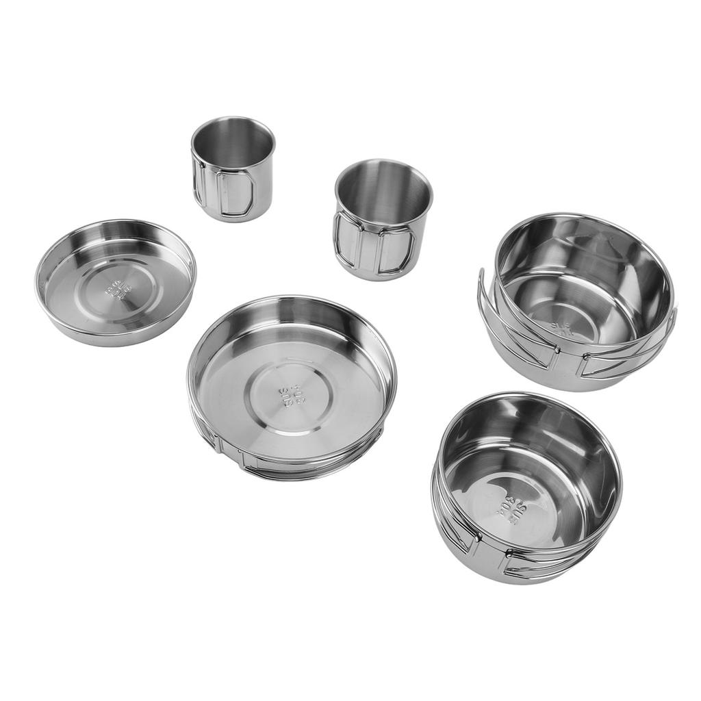 6PCS Portable Cookware Set Rapid Heating 304 Stainless Steel Efficient Easy To Clean