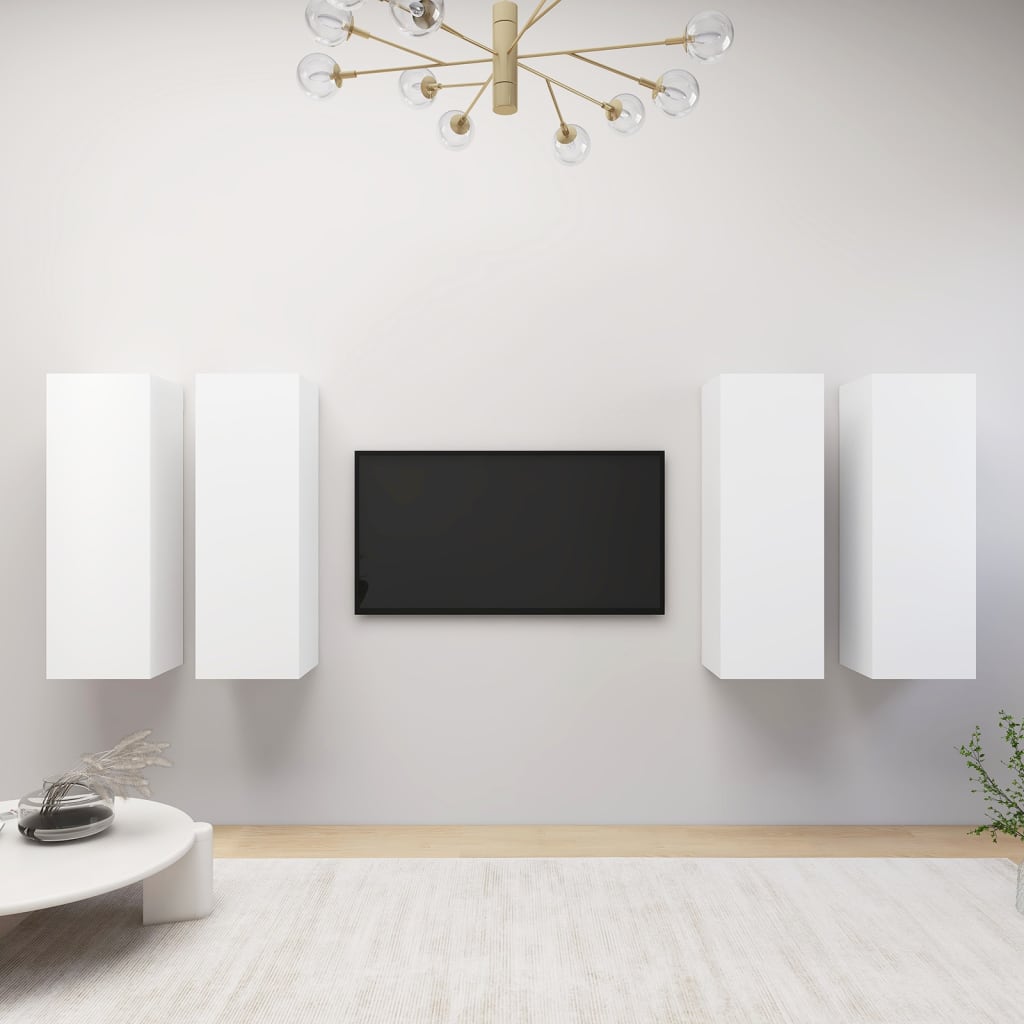 4 Piece TV Cabinets White 12 x 11.8 x 35.4 in (30.5 x 30 x 90 cm) Engineered Wood