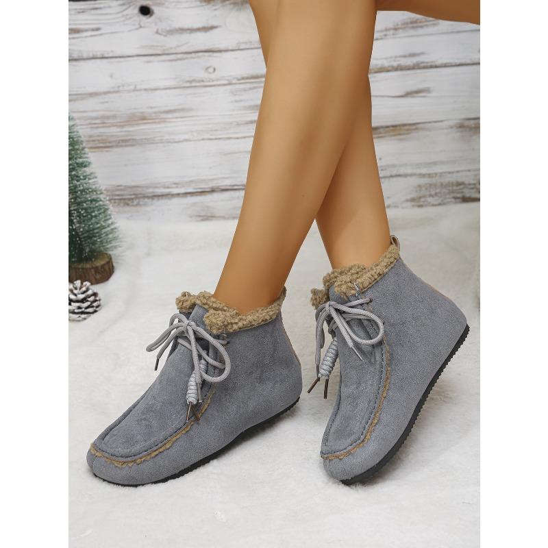 Lace-up Fleece Snow Boots 2025 Winter New Plus-size Warm Cotton Shoes for Women