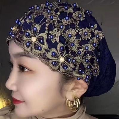 Nylon Baotou Hat Embroidery Muslim Hat Fashion Prayer Hat  Women