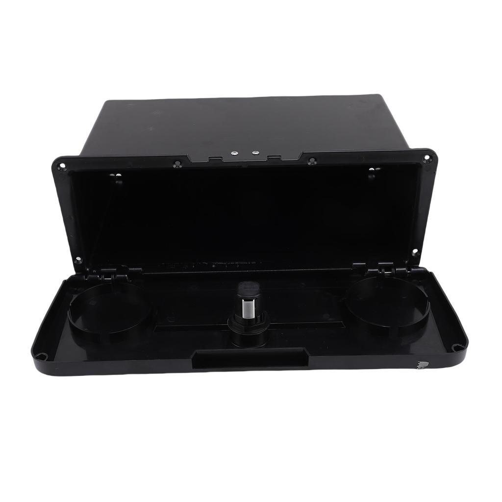 Marine Boat Storage Compartment Multifunctional Lockable ABS Locking Plastic Glove Box with Double Cup Holder Black