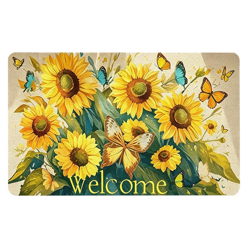 Lemon Print Welcome Doormat Absorbent & Non-Slip Washable Entryway Rug Soft & Comfortable for Front Door Bathroom Kitchen