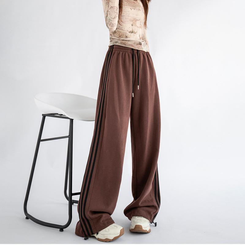 Женские свободные повседневные прямые спортивные брюки с высокой талией — фото 10