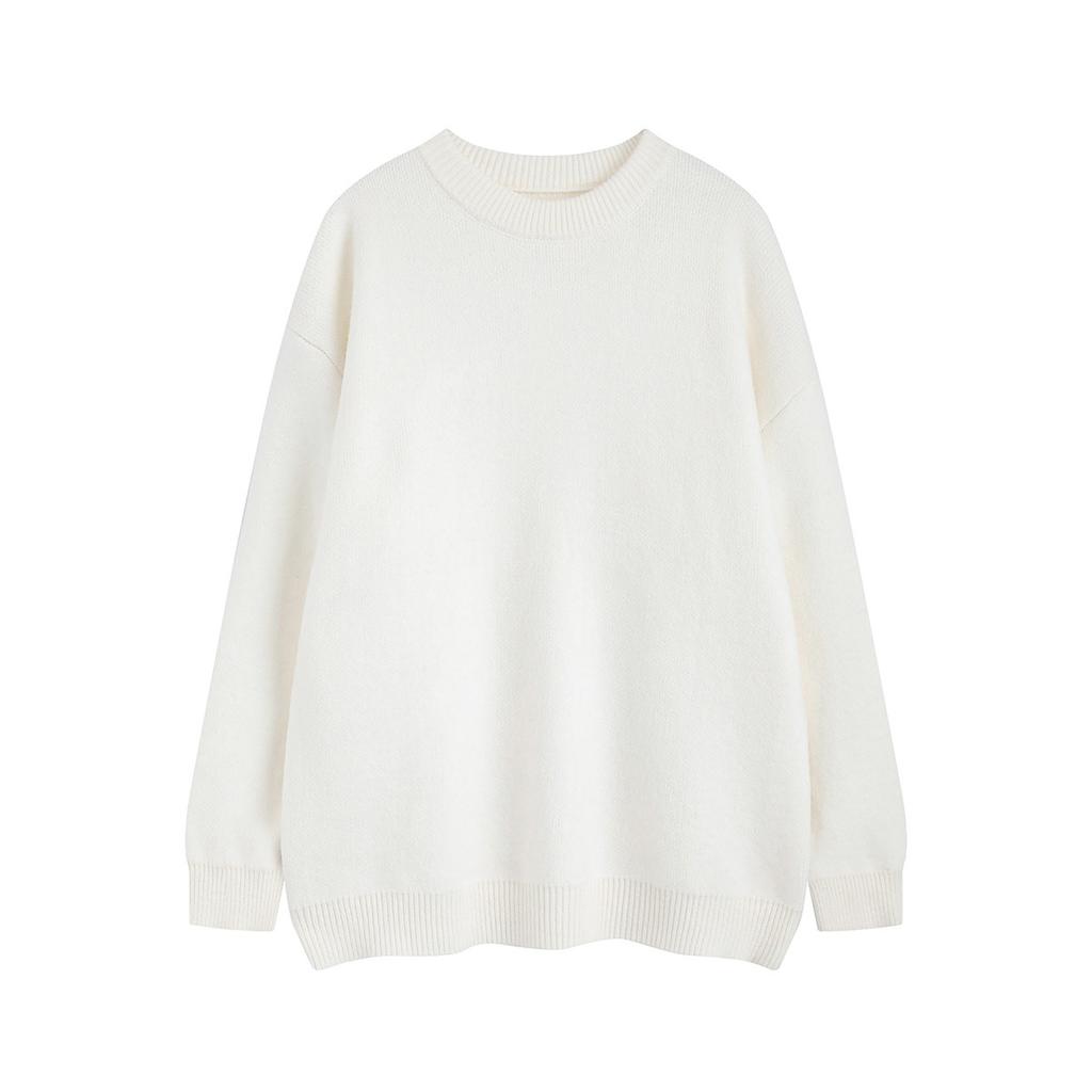 Men's Autumn and Winter Thickened Crew Neck Sweater Japanese Simple and Versatile Men's and Women's Loose Warm Knitted Sweater