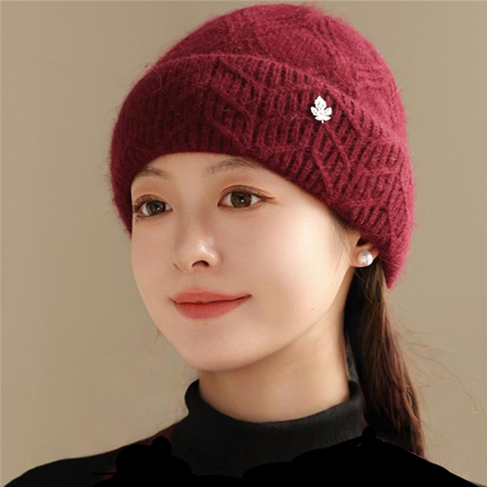 Nowa Damska Zimowa Ciepła Czapka Damska Czapka Beanie Dla Kobiet Prosty Design Dekoracja Casualowa Królicza Dzianinowa Czapka Zimowa Ciepła Czapka