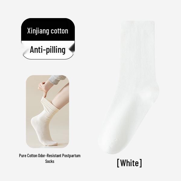 

Женские белые носки до середины икры из чистого хлопка, устойчивые к запаху - Бесшовный дизайн, осенне-зимний стиль для беременных. One Size [Disposable Travel Socks] белый