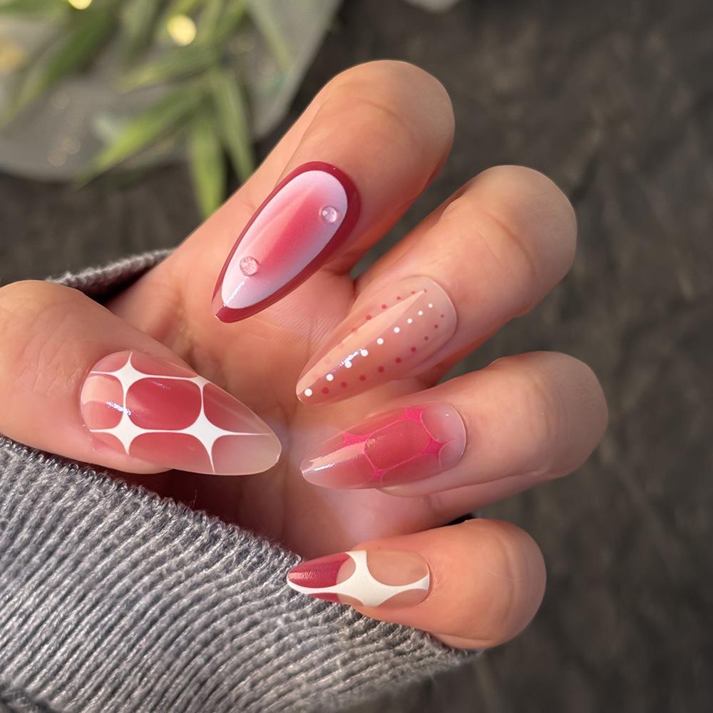 Spicy Girl 3D Almond Shape Blusher Color False Nails (24 pcs) - Pure Desire Style, Removable Glue-On, Wearable Manicure