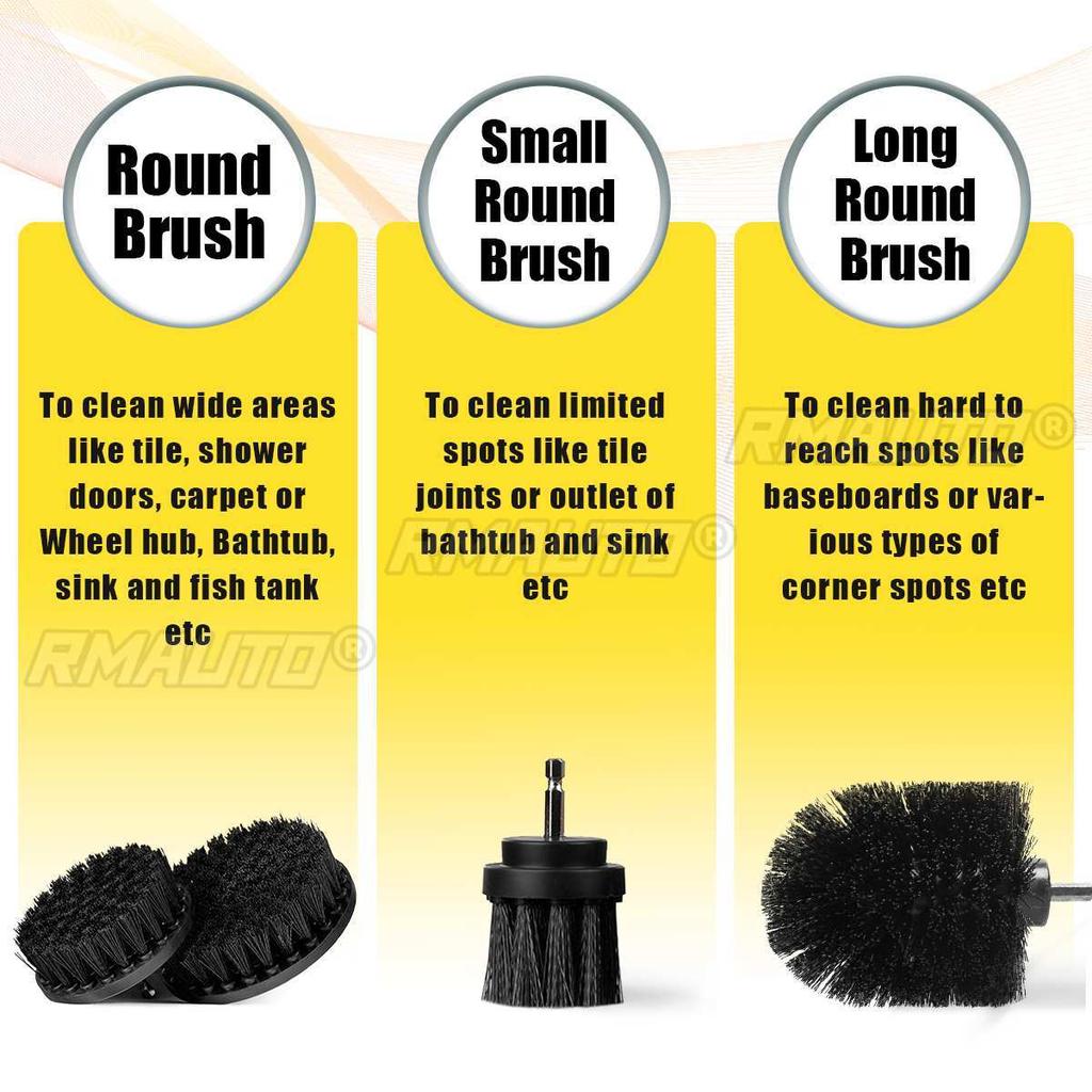 4PCS Drill Brush Cleaner Kit Power Scrubber Electric Brushes Drill Attachment Kit Power Scrub Brush for Cleaning Pool Car