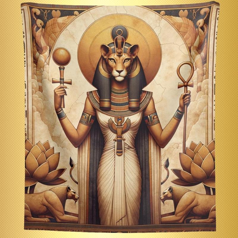 Sekhmet tapestry, Egyptian lioness goddess 75x100