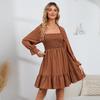 Women Casual Long Sleeve Summer Dresses Spring Patchwork Boho Floral Cocktail Party Dress