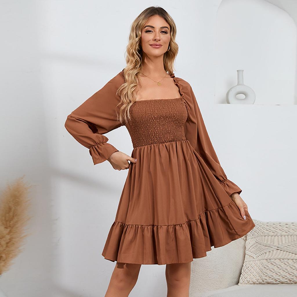Women Casual Long Sleeve Summer Dresses Spring Patchwork Boho Floral Cocktail Party Dress