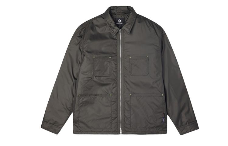 Converse Jackets Men s Gray Lapel Moderate Workwear 10022151-A02 XXS