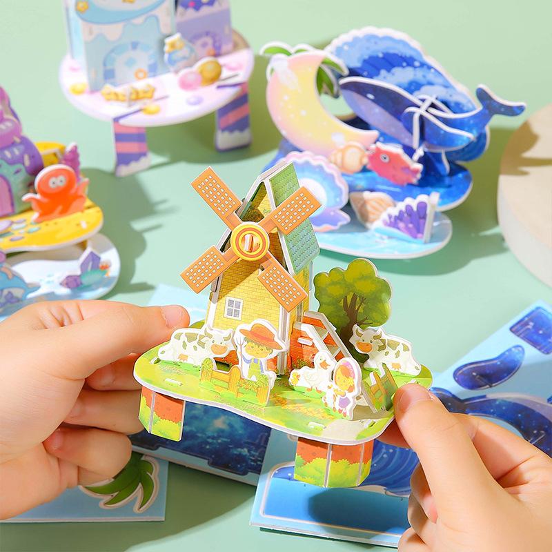 3D Three-Dimensional Puzzle Card, Student Diy Handmade Assembly Picture, Children'S Early Education Splicing Toy Small Splicing Picture