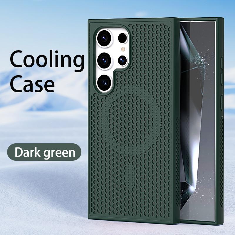 

Сетчатый магнитный чехол с рассеиванием тепла для Samsung S24 Ultra S24 + S23U S23 FE S22 Ultra Cooling, дышащий магнит, чехол для беспроводной зарядки Samsung S22 темно-зеленого