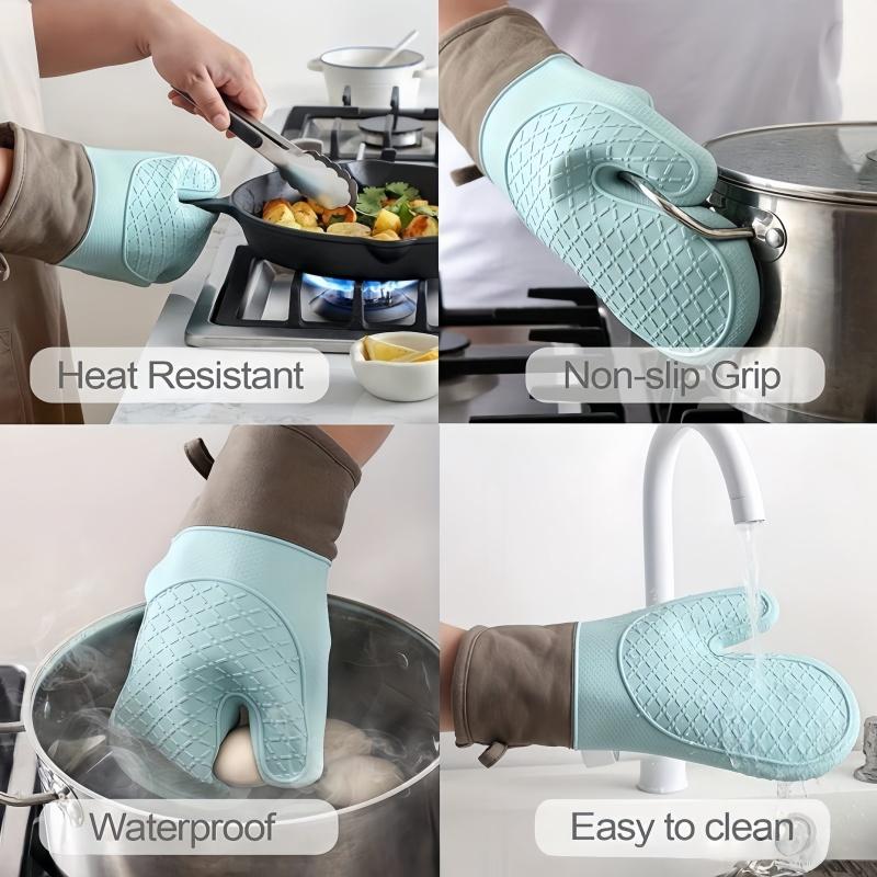 1Pc silicone heat-resistant oven glove, easy to clean oven gloves, high-temperature heat-resistant gloves for kitchen baking