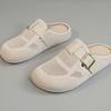 New Canvas Half Slippers Women Shoes 2025 Summer Breathable Slides Thick Bottom Heightening Casual Shoes Fashion Slippers Women