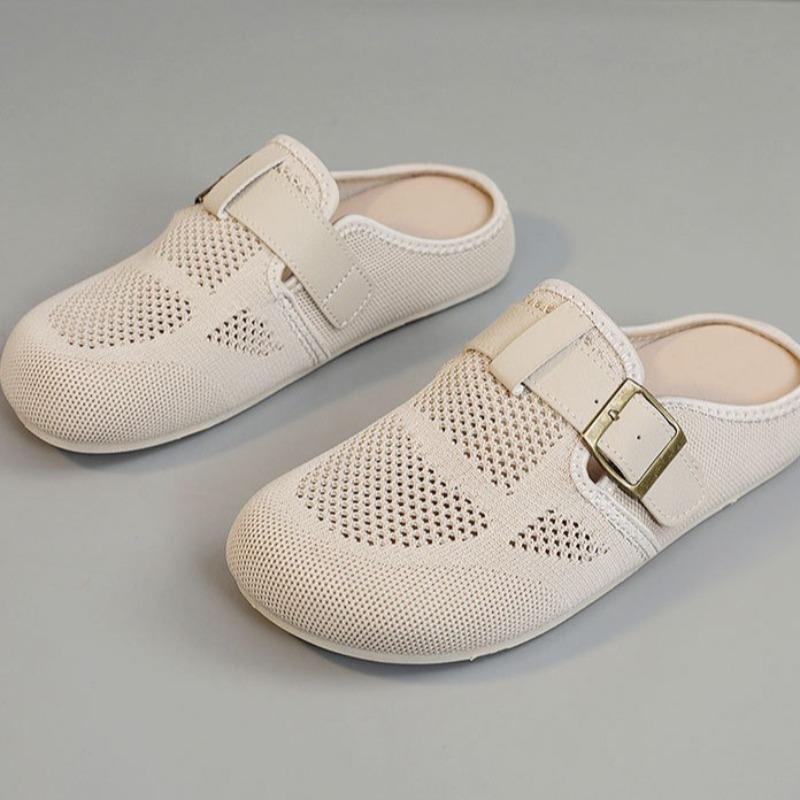 New Canvas Half Slippers Women Shoes 2025 Summer Breathable Slides Thick Bottom Heightening Casual Shoes Fashion Slippers Women