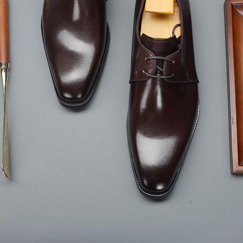 

Новые мужские деловые кожаные туфли из коровьей кожи большого размера 48, мужская обувь обладает высокой воздухопроницаемостью 43 темно-коричневого