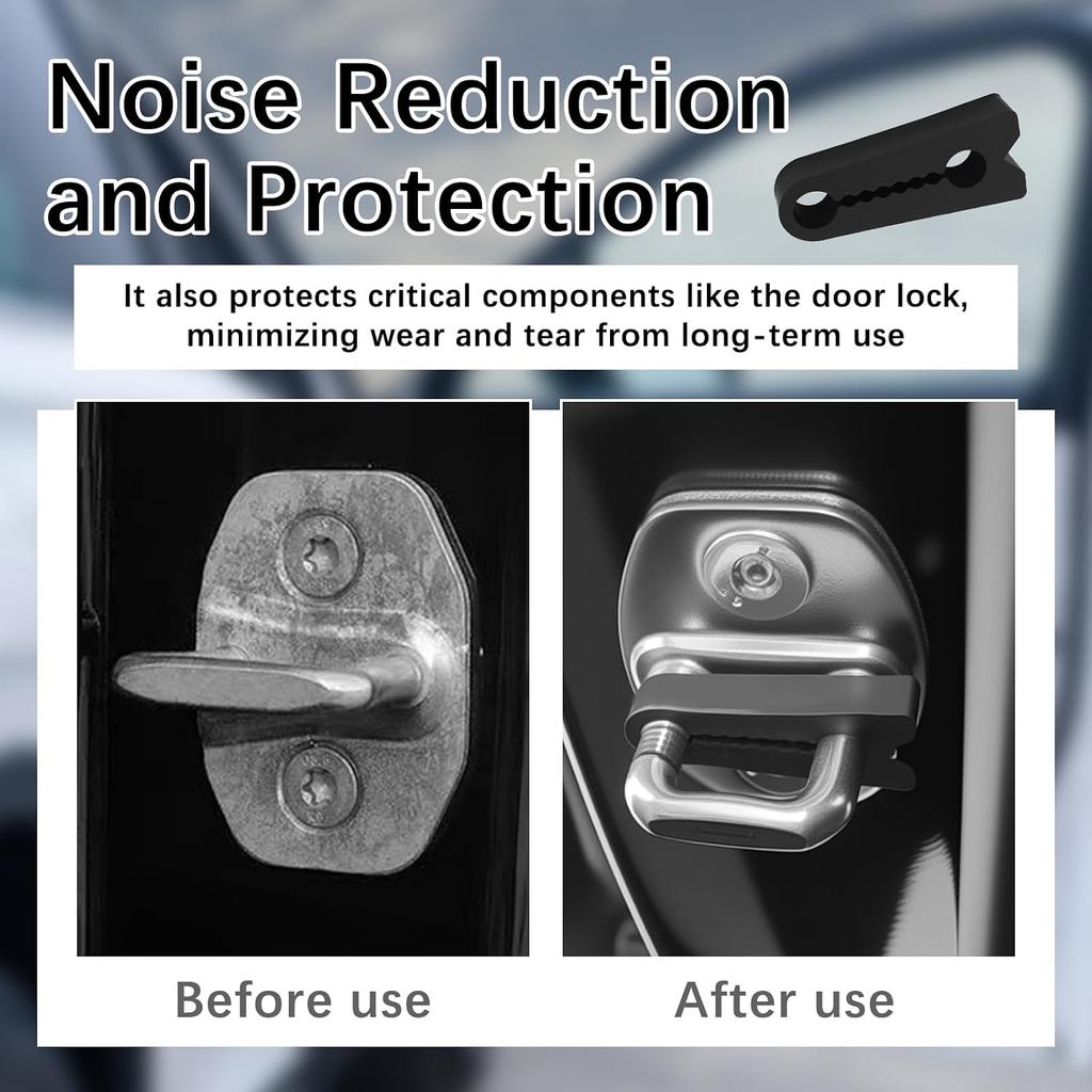 4PCS 2026 New Car Door Lock Cover Pad,Silicone Car Door Latch Covers Shock Absorber Pad with Non-Slip Teeth Design,Universal Cars Doors Lock