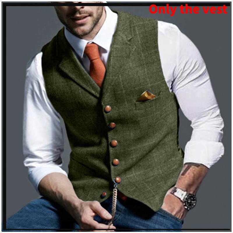 Men's Casual Plaid Vest European And American Style Slim Fit Polyester Fiber Spring And Autumn Season