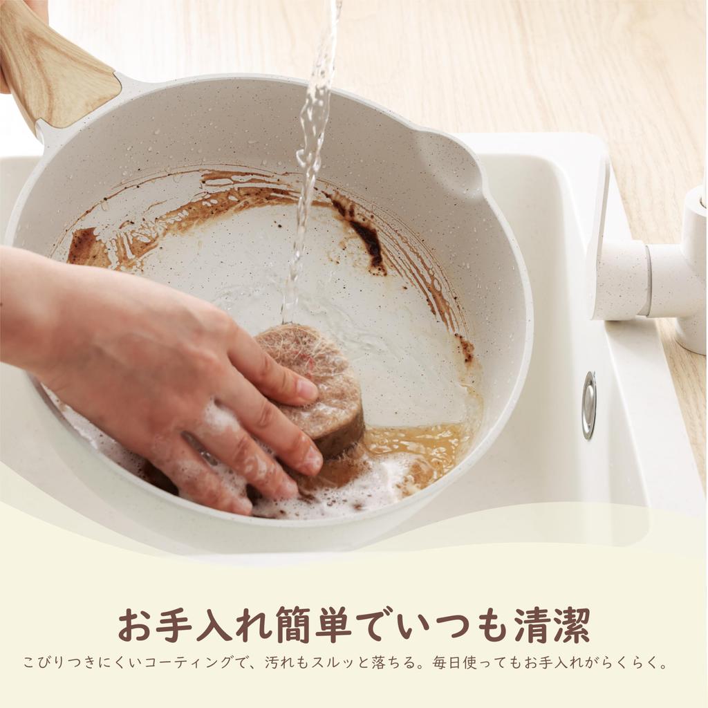 SENSARTE Deep Frying with Marble Easy To Chinese High Heat 1 Year White Pan, 28cm, Lid, Coat, IH/Gas Compatible, Stir-Fry Pan, Non-Stick, Clean, Wok,