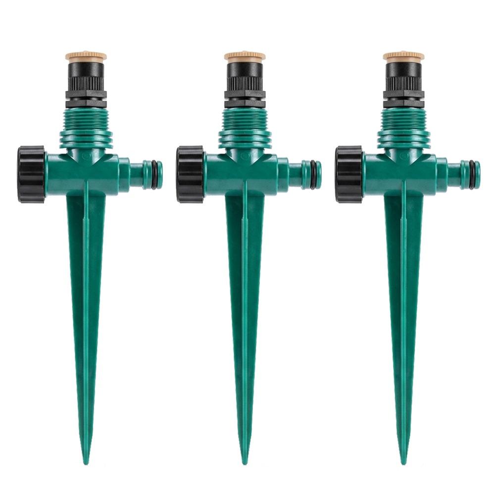 3Pcs Adjustable Nozzle Rotating Sprinkler 360° Rotation Garden Nozzle  Household Use зелёный