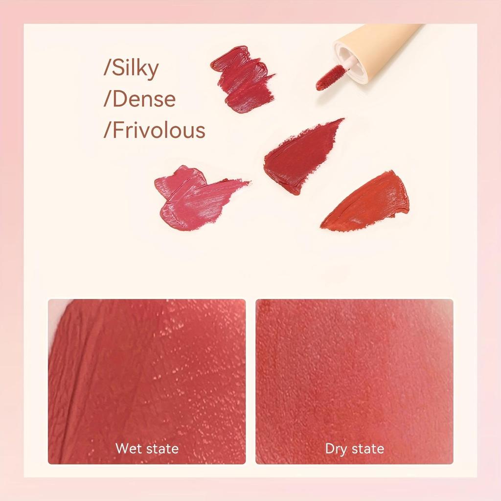 Glaçage à lèvres crème glacée 6 couleurs, mignon, populaire, haute beauté, Surface de brume mate, imperméable, ne reste pas, tasse, rouge à lèvres, ne tache pas