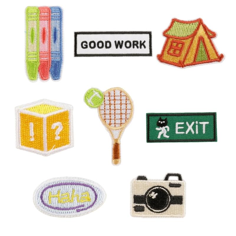 

8 Pcs Sew On/Iron On Patches Camera Embroidered Patches Tennis Racket Sewing Patches Applique for Backpacks Decorations 1