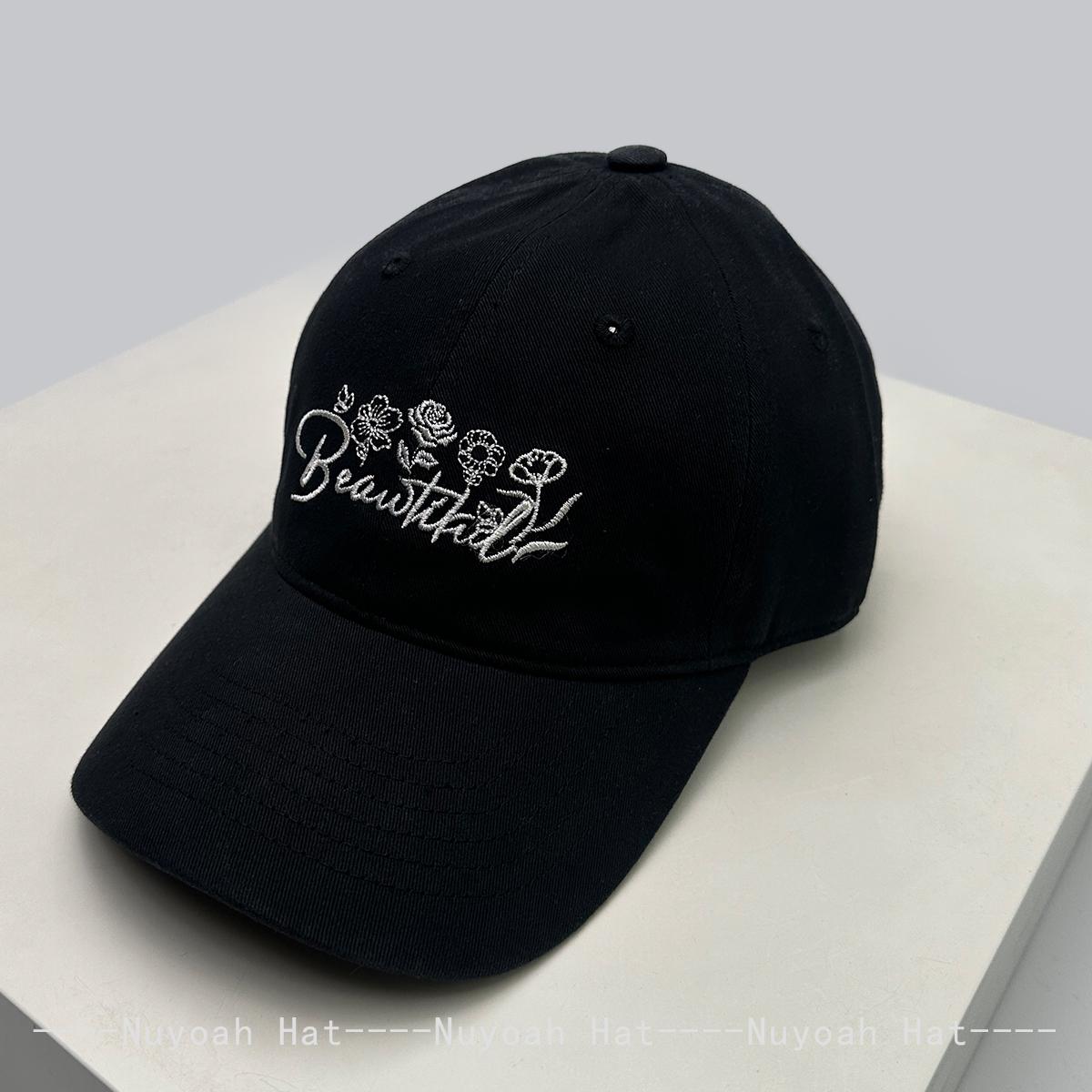 

New Women Korean Sweet Flower Letters Embroidery Baseball Hats Sunshade Retro Versatile Exquisite Peaked Caps Fashion Casual Ins 52-60cm