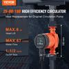 Vevor Hot Water Circulation Pump Energy-efficient High-Efficiency Circulation Pump ECM Permanent Magnet Motor 220V 60W, 67 L/min Max Flow Rate, 8m Max