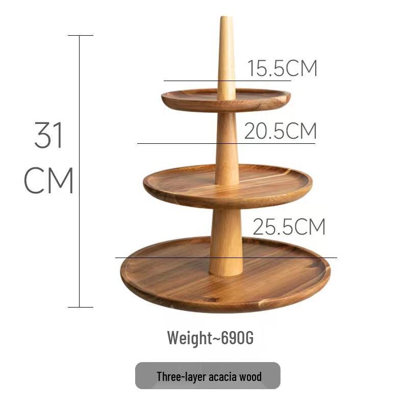 Three-Tier Japanese Style Acacia Wood Dessert Stand