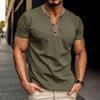 Business Casual Sommer Neu Herren O-Ausschnitt Knopf Kontrastfarbe Dünner Stil High Street Mode Büro Soziales Kurzarm Tops