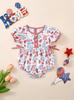 E2616 Toddler Girl Princess Romper - Fireworks, Balloons & Hearts Print with Bow.