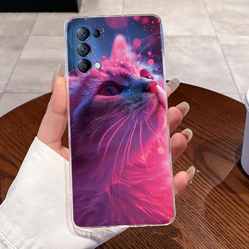 Cases For OPPO Reno 5 5Pro 5K Find X3 Lite Shell Clear Silicone Soft TPU Back Cover For Reno5 K Pro Cute Rabbit Cat Phone Case