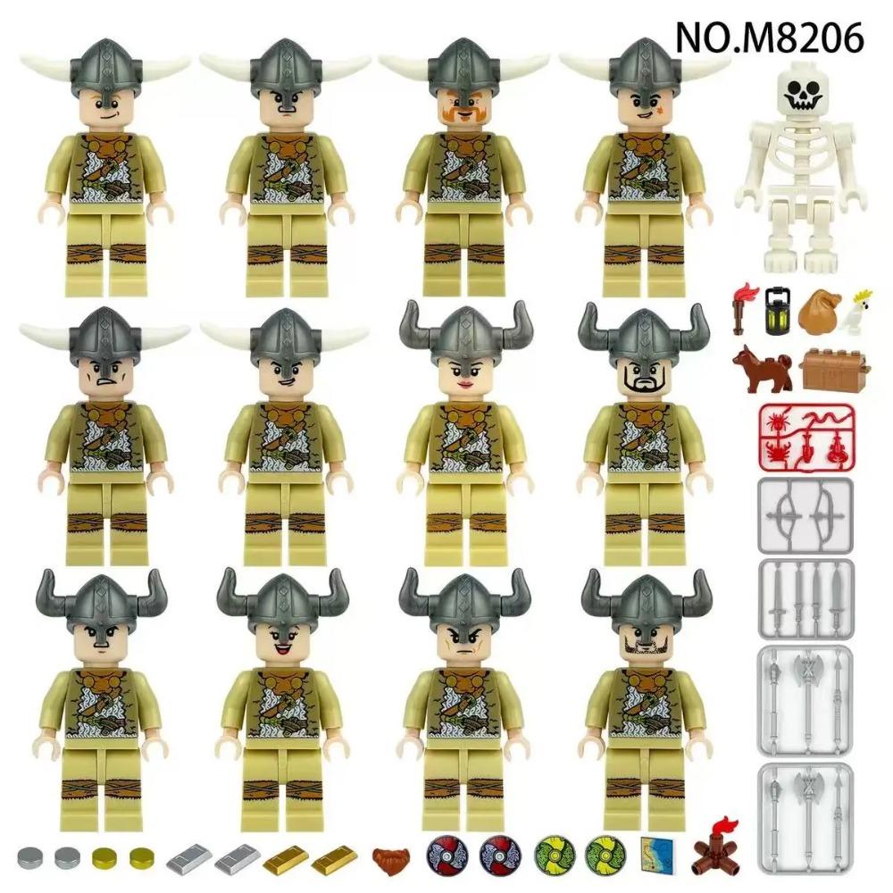 12 pezzi Cavalieri romani antichi medievali, blocchi da costruzione, figure, giocattoli, mini figure, bambole umanoidi, giocattoli, regali di compleanno.