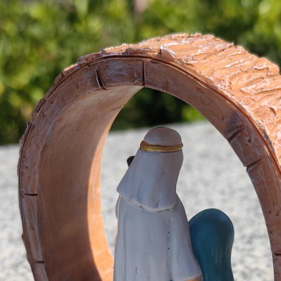 Oval Doğuş Asılı Süsü Ev Ofis Noel Ağacı El Boyaması İsa'nın Doğuşu Sahnesi Kutsal Aile Tatil Dini Dekorasyon Kolye