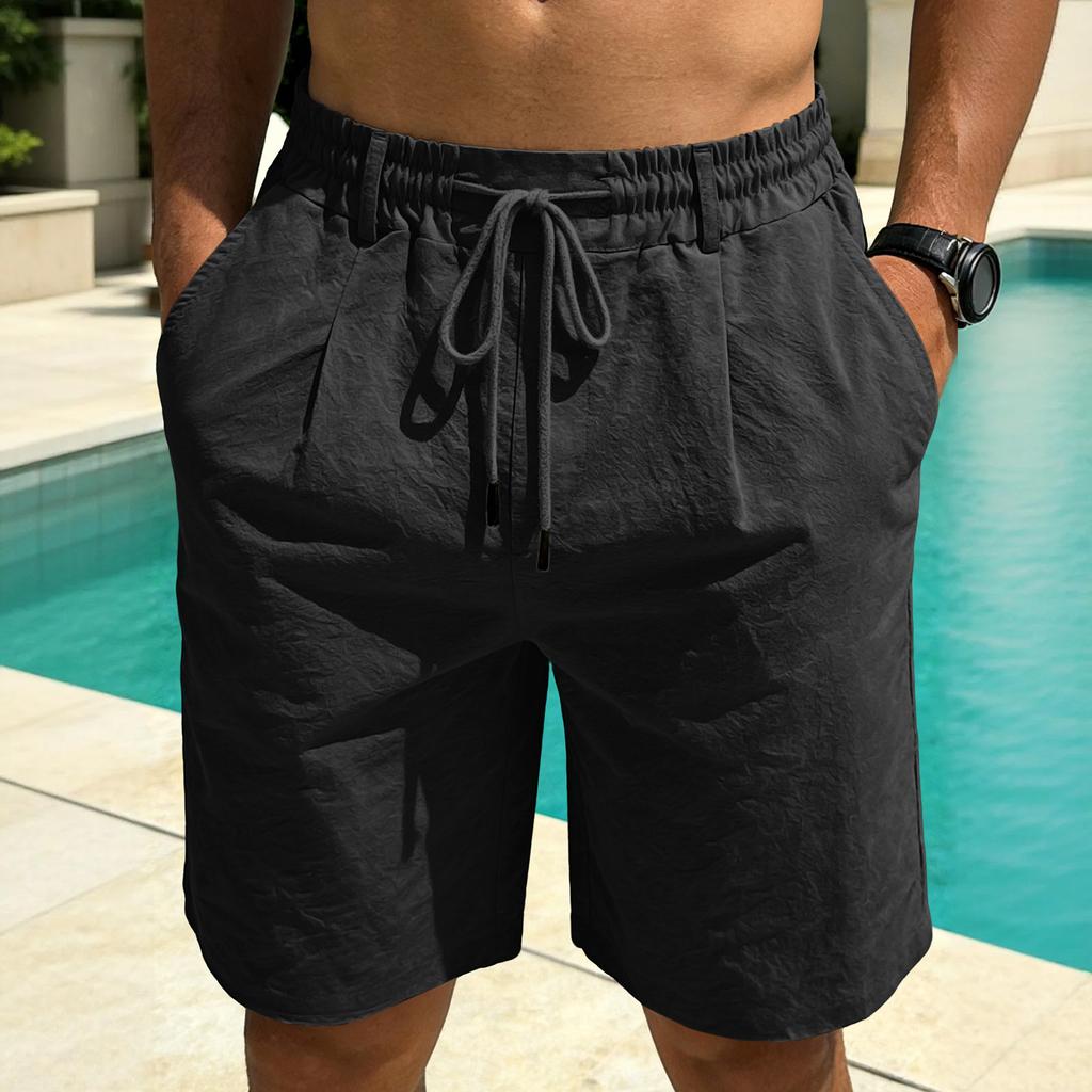 Men's Loose Linen-Cotton Drawstring Shorts