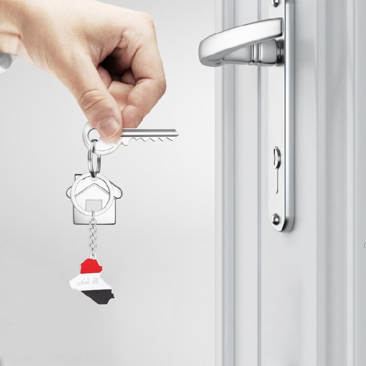 Iraq Map Keychain Non Fading Titanium Steel Key Holder Suitable for Travelers