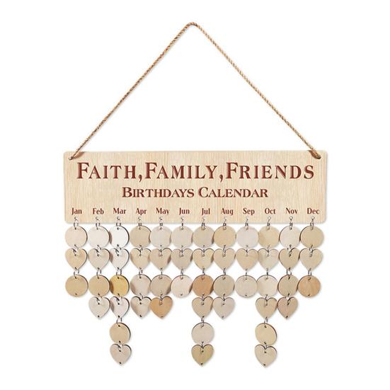 

Wooden Family Birthday Reminder Calendar Board Wall Hanging DIY Birthday Tracker Plaque with 50 Tags Gift for Mom Grandma B