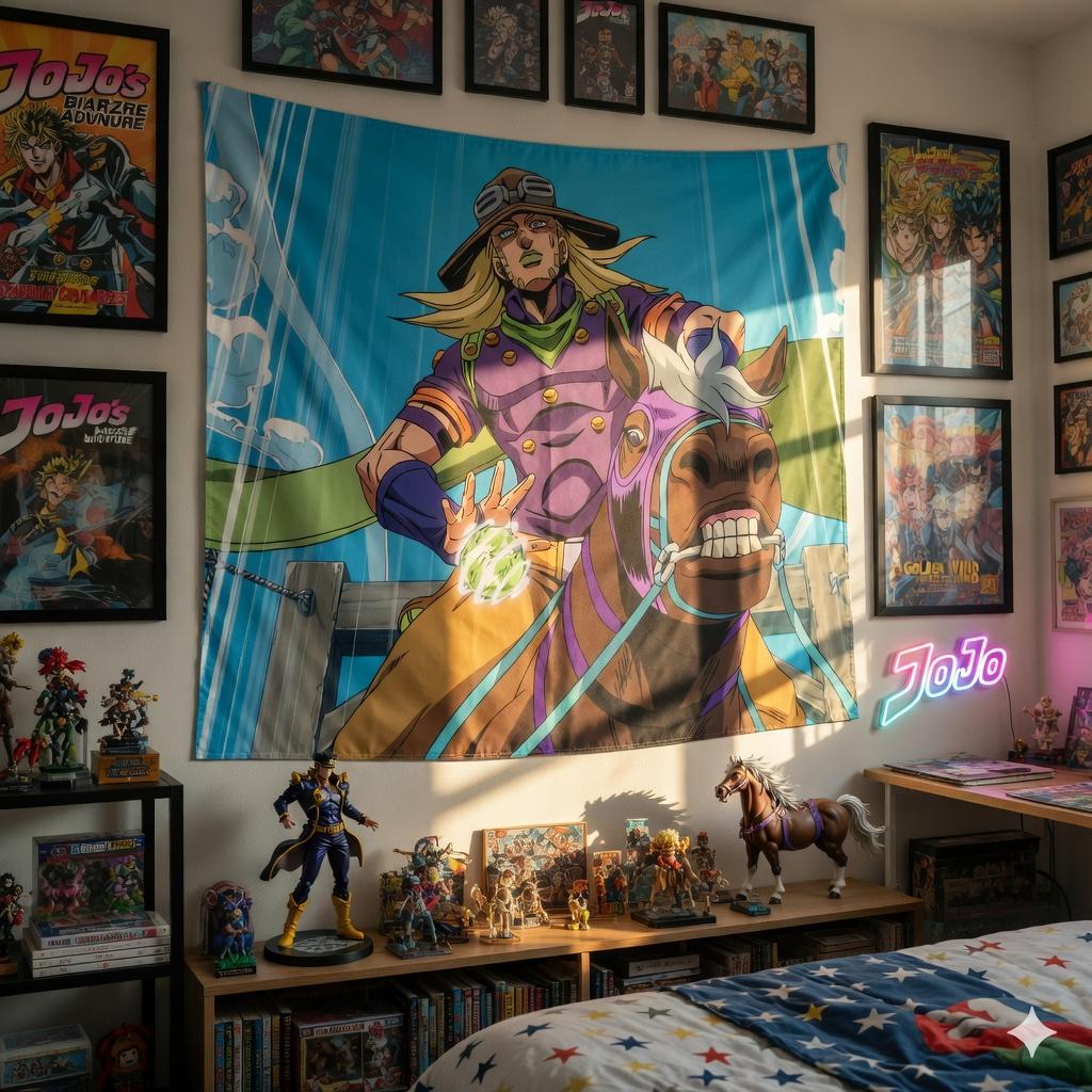 Anime Cowboy Tapestry Horse Rider Wall Hanging Aesthetic Retro Manga Room Decor For Bedroom Dorm College Cool Wall Art Backdrop
