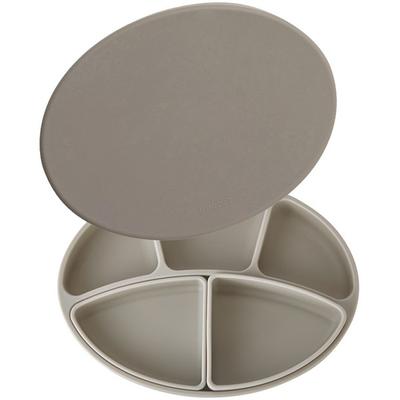 Rumama Toddler Modui talerz z przyssawką + 2 rodzaje talerzy do dzielenia + zestaw kolorowych pokrywek na talerz z przyssawką, beżowy, 1 zestaw, popularne koreańskie produkty do pielęgnacji dzieci